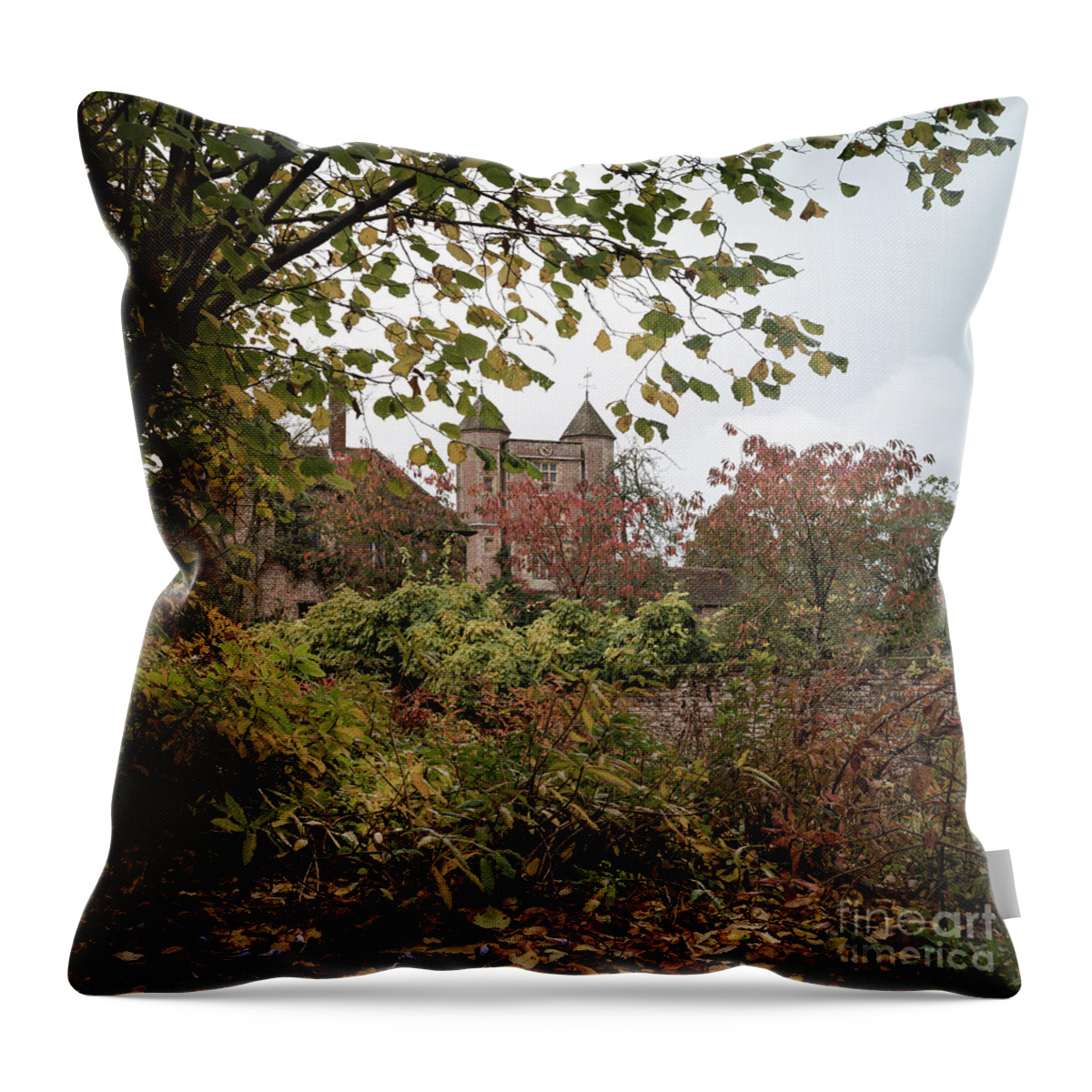 Russet Throw Pillow featuring the photograph Through Leaves, Sissinghurst Castle Gardens by Perry Rodriguez