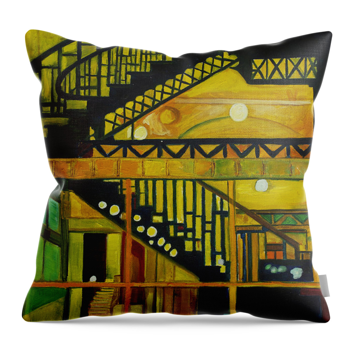 Abstract Throw Pillow featuring the painting Through Parisian Glass by Patricia Arroyo