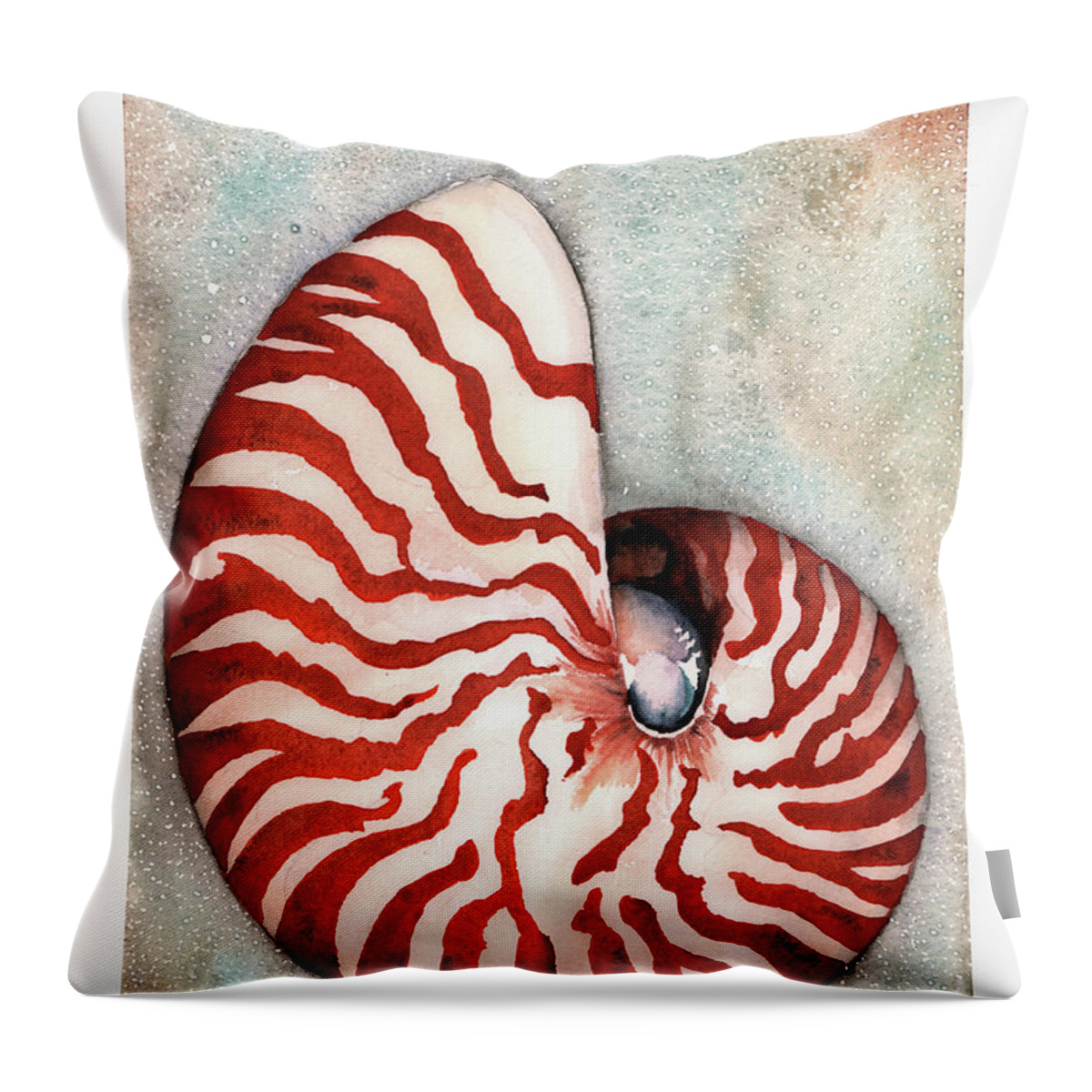 Nautilus Throw Pillow featuring the painting Tiger Nautilus by Hilda Wagner