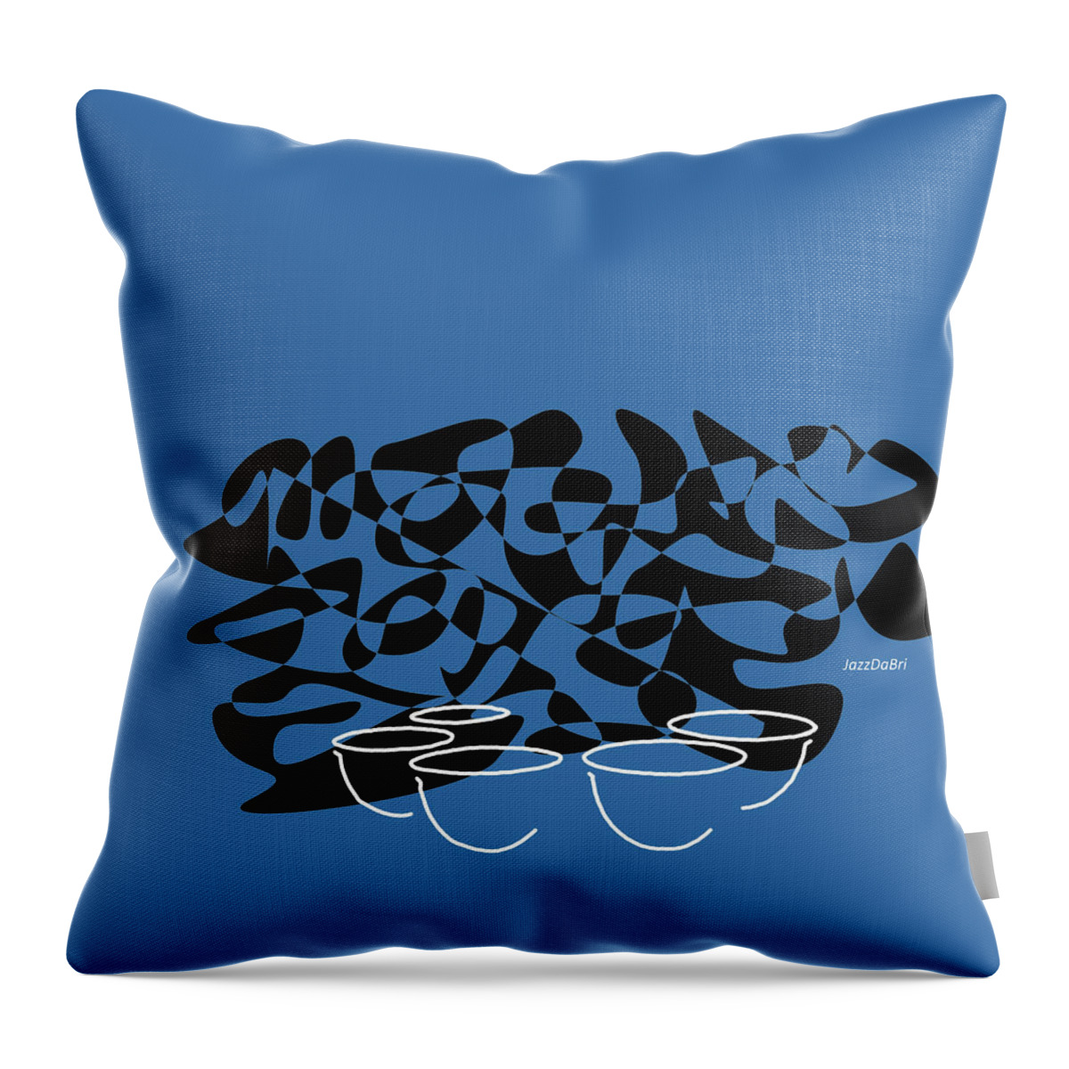 Jazzdabri Throw Pillow featuring the digital art Timpani in Blue by David Bridburg