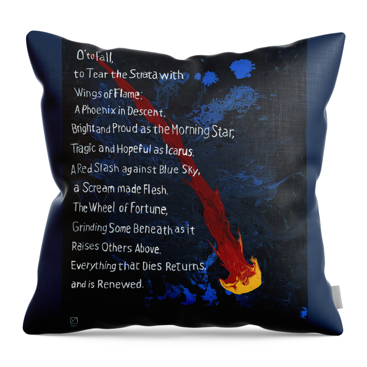 Phoenix Throw Pillow featuring the painting To Fall by Matthew Mezo