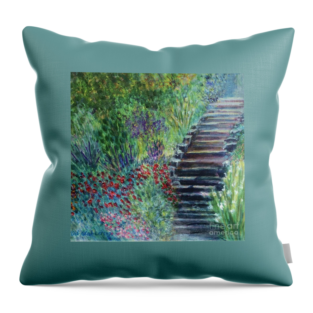 Garden Throw Pillow featuring the painting To the Garden by Deb Stroh-Larson