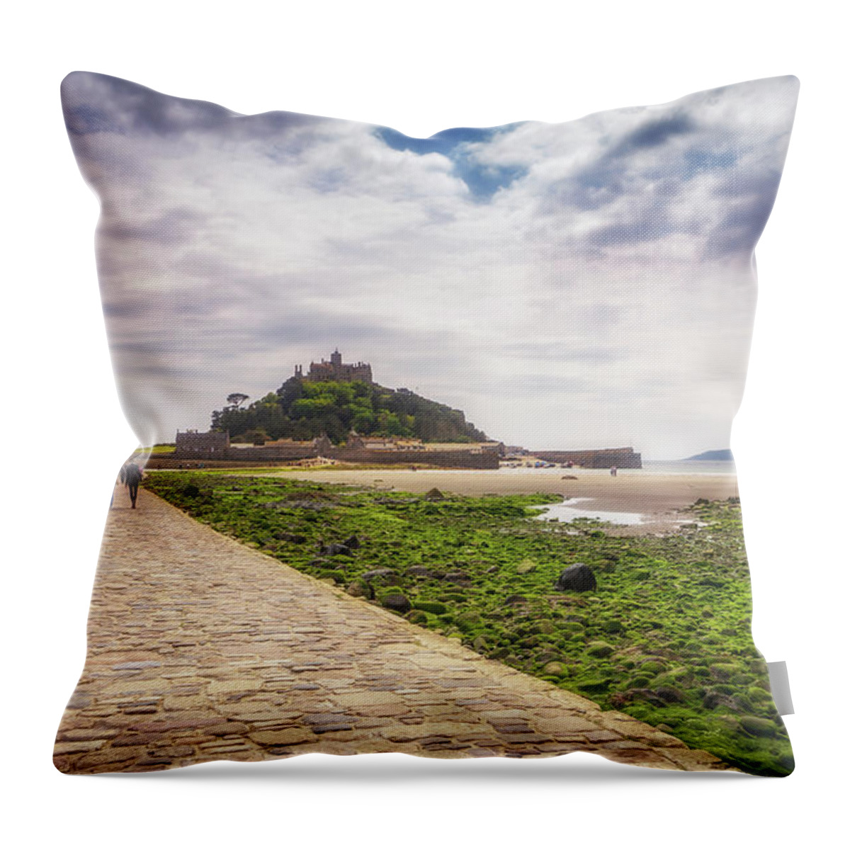 St Michael's Mount Throw Pillow featuring the photograph To The Mount by Framing Places