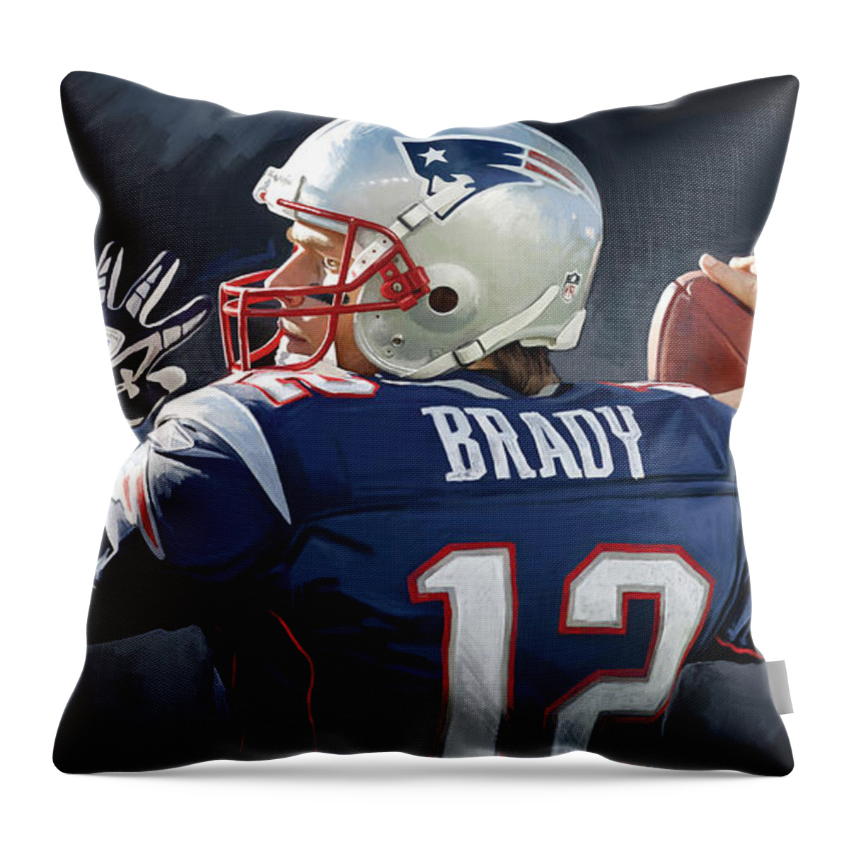 Tom Brady Paintings Throw Pillow featuring the painting Tom Brady Artwork by Sheraz A