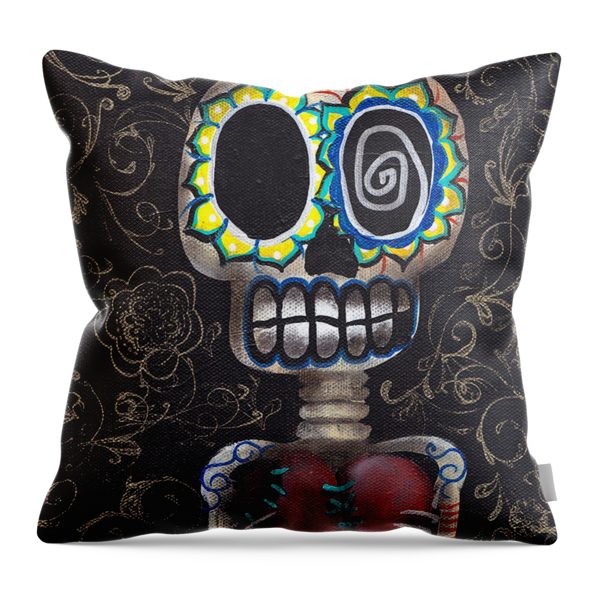 Day Of The Dead Throw Pillow featuring the painting Toma mi Corazon by Abril Andrade