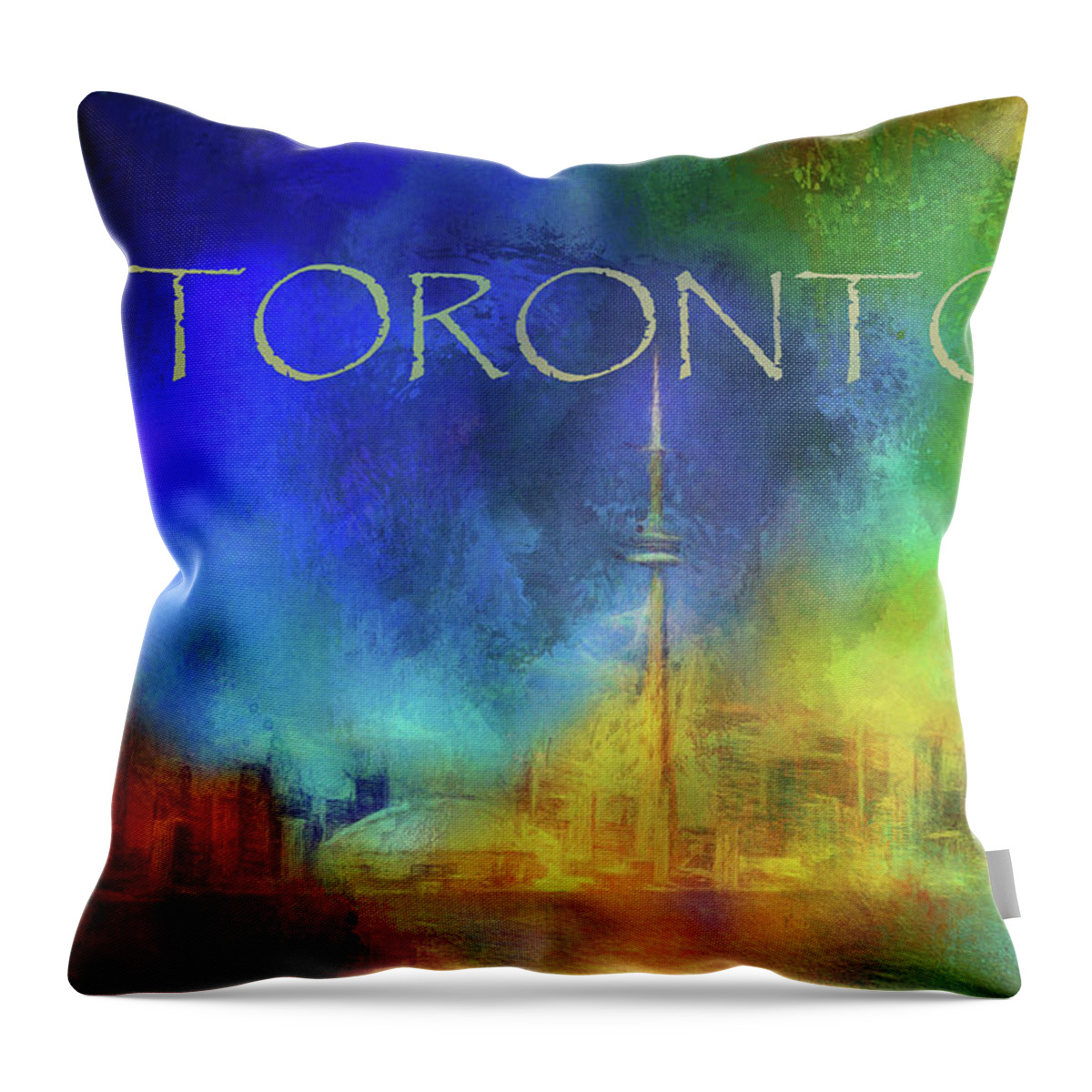 Toronto Throw Pillow featuring the digital art Toronto - Cityscape by Nicky Jameson