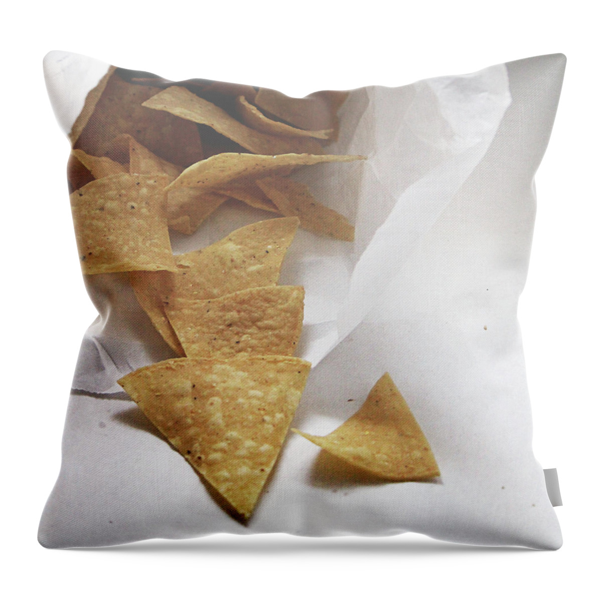 Chips Throw Pillow featuring the mixed media Tortilla Chips- Photo by Linda Woods by Linda Woods