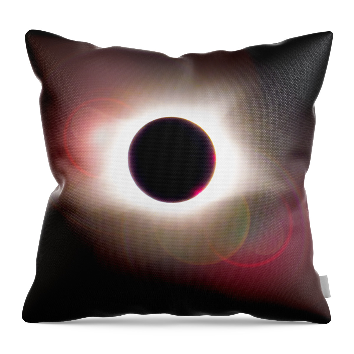 Total Throw Pillow featuring the photograph Total Eclipse of the Sun T Shirt Art with Solar Flares by Debra and Dave Vanderlaan