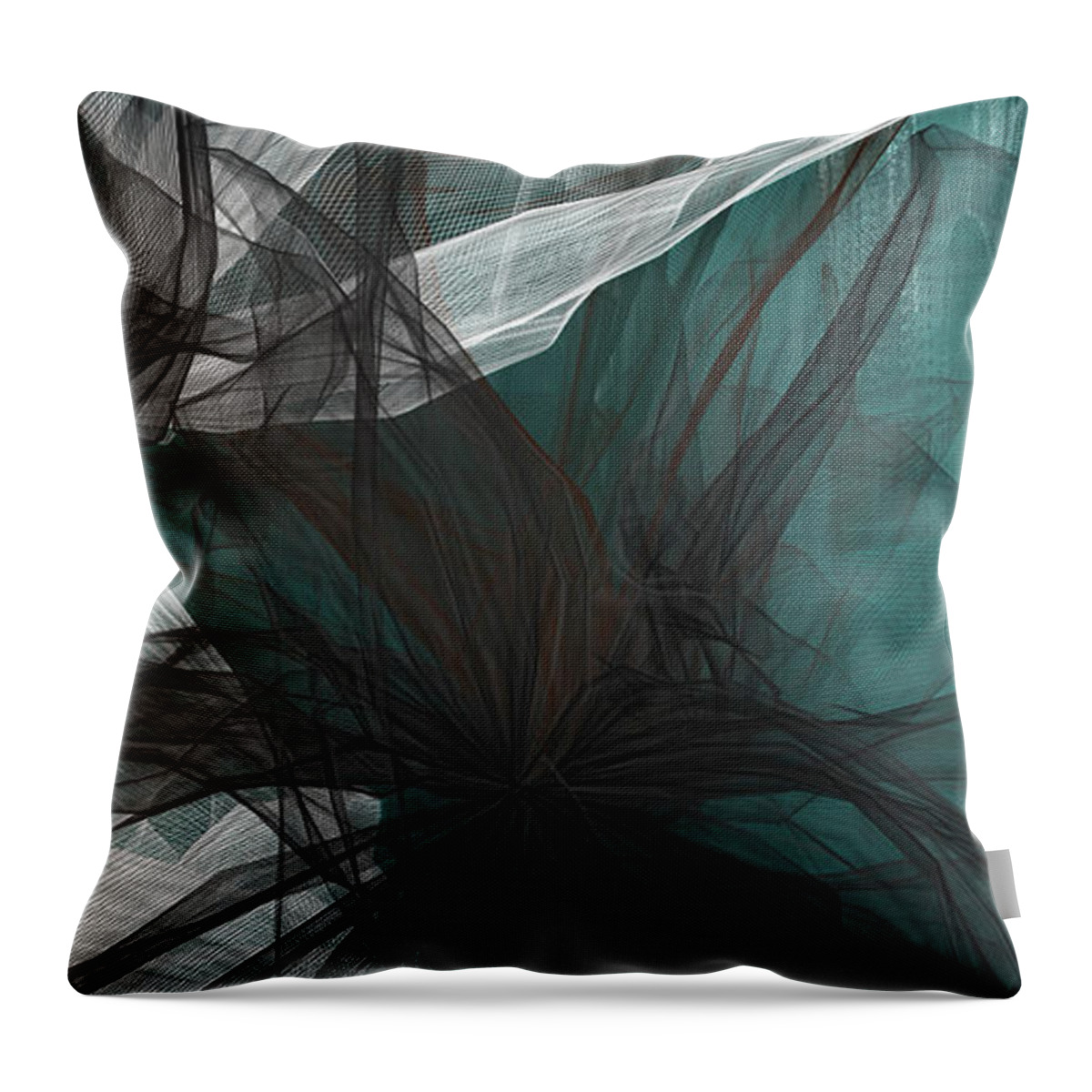 Turquoise Art Throw Pillow featuring the painting Touch Of Class - Black and Teal Art by Lourry Legarde
