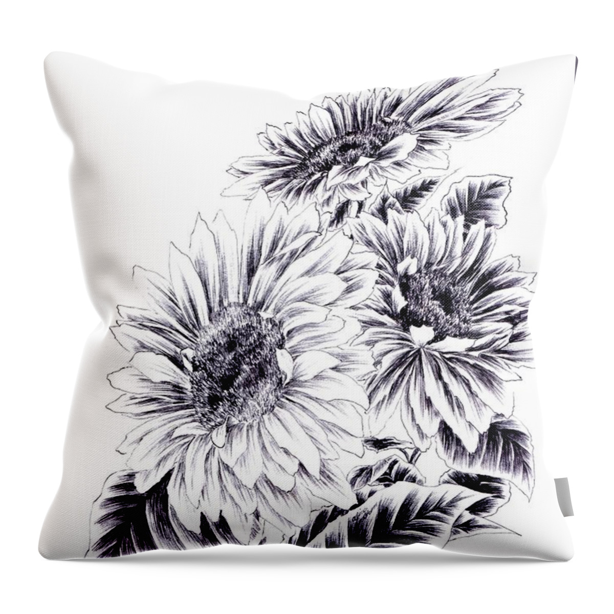 Sunflower Throw Pillow featuring the drawing Towards the Light by Alice Chen