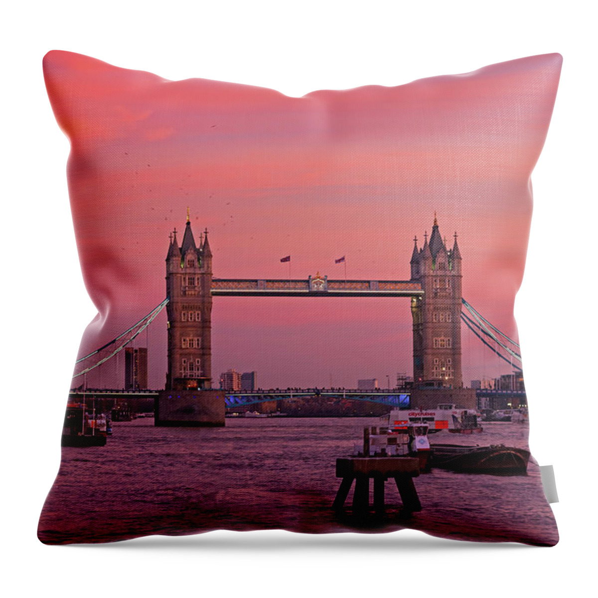 Tower Bridge London Throw Pillow featuring the photograph Tower Bridge London by Andy Myatt