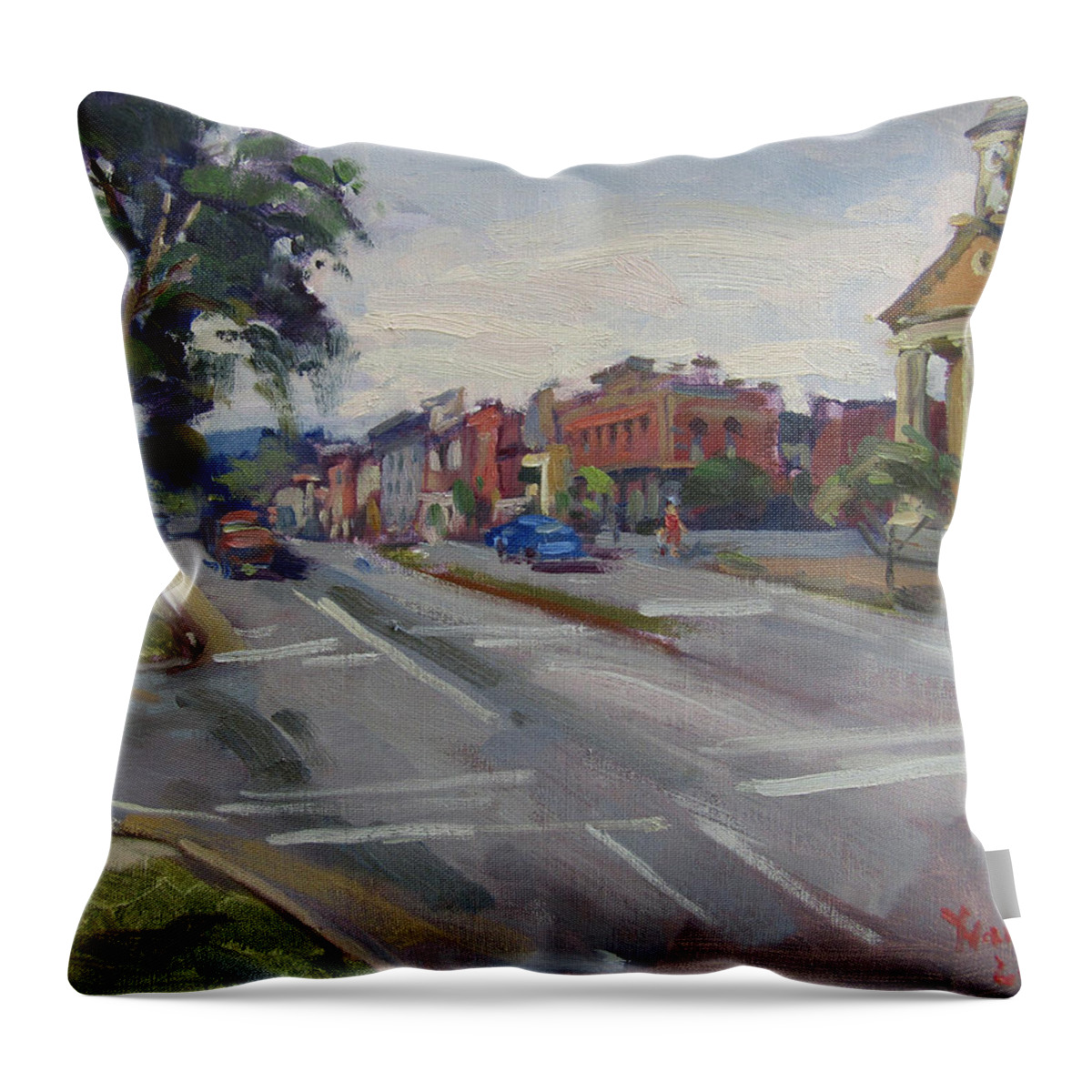 Town Throw Pillow featuring the painting Town of Canandaigua NY by Ylli Haruni