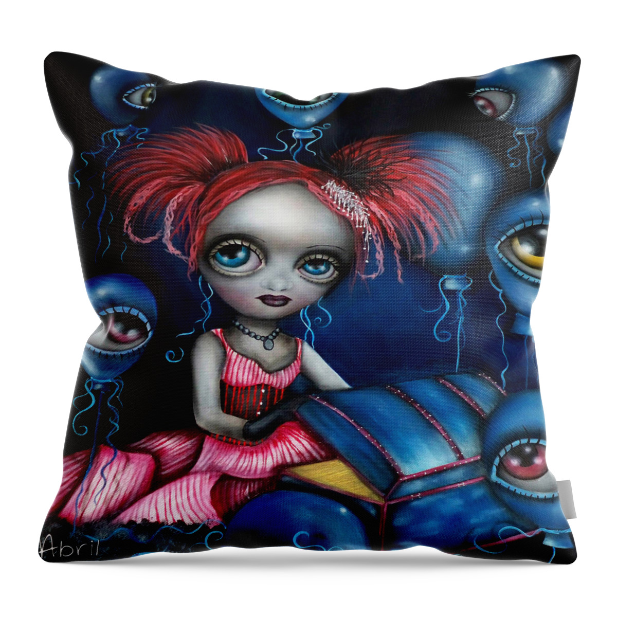  Throw Pillow featuring the painting Tranquilatwist by Abril Andrade