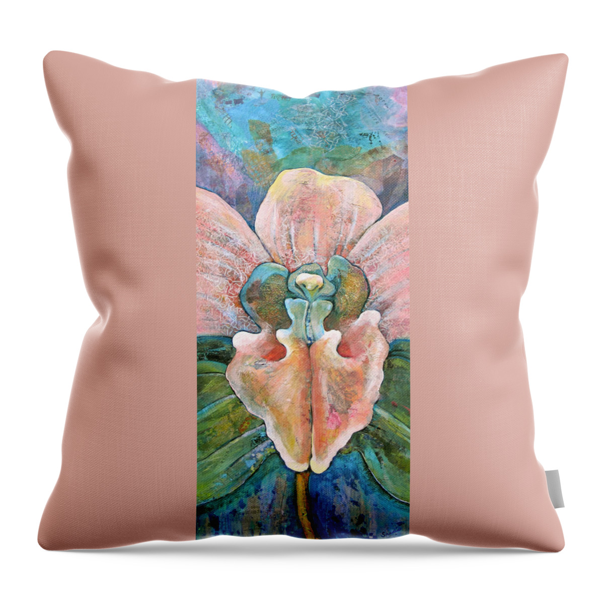 Orchid Throw Pillow featuring the painting Transcendence by Shadia Derbyshire