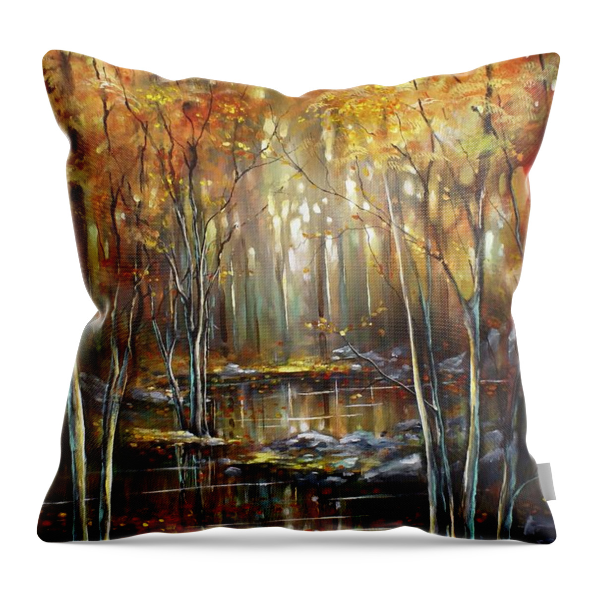 Landscape Throw Pillow featuring the painting Transitions by Michael Lang