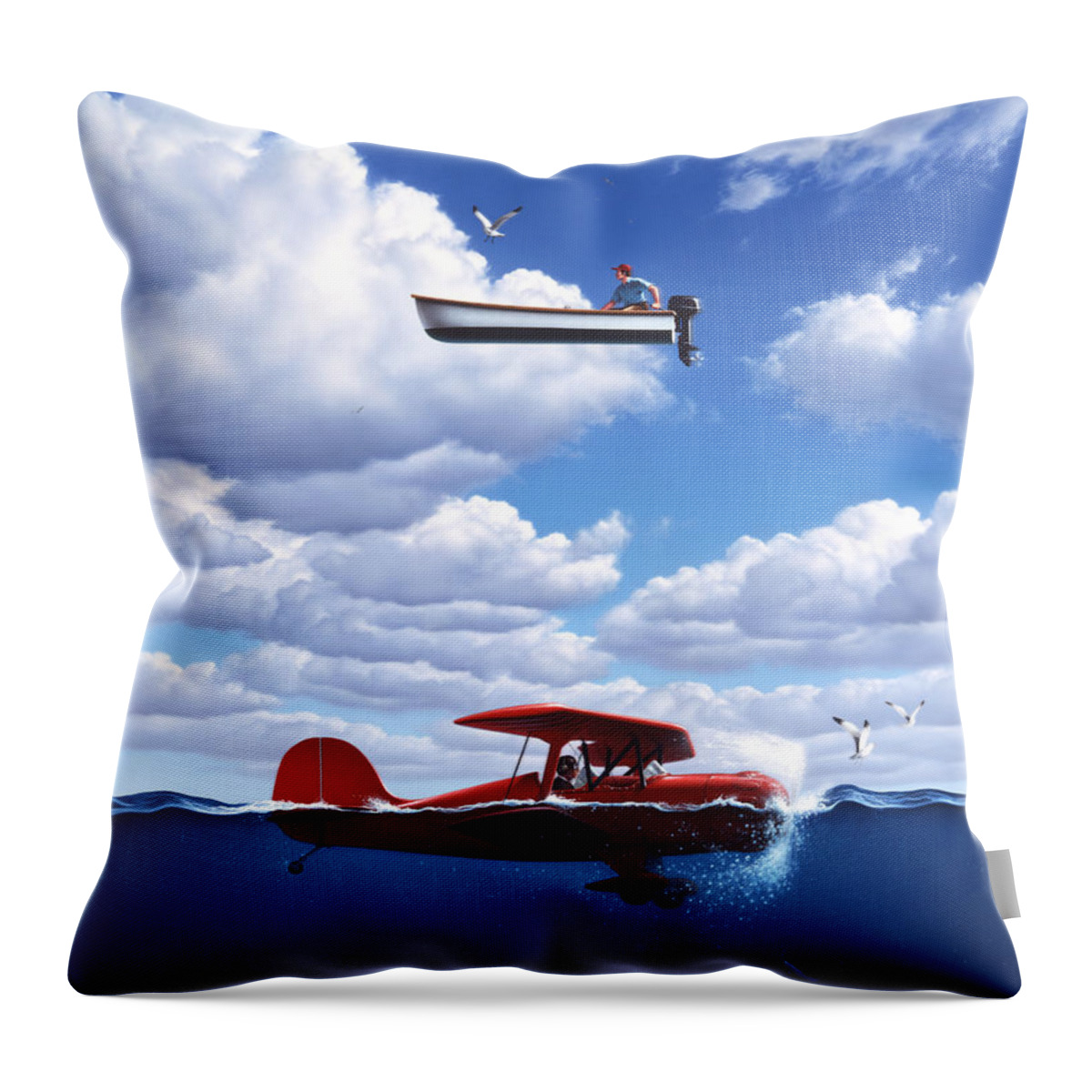 Boat Throw Pillow featuring the painting Transportation by Jerry LoFaro