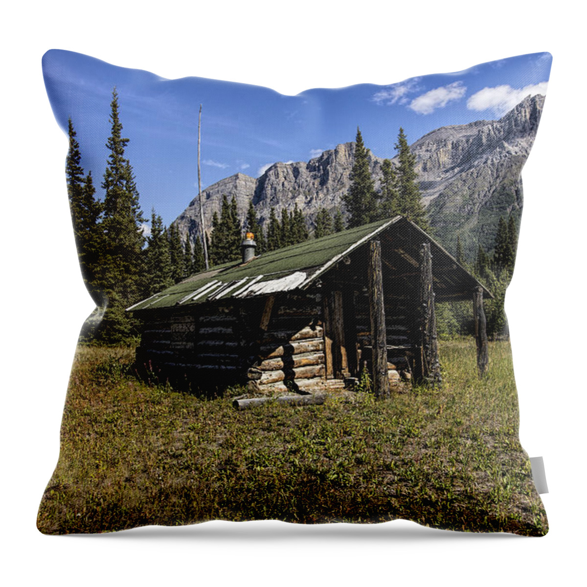 Cabin Throw Pillow featuring the photograph Trappers Cabin by Fred Denner