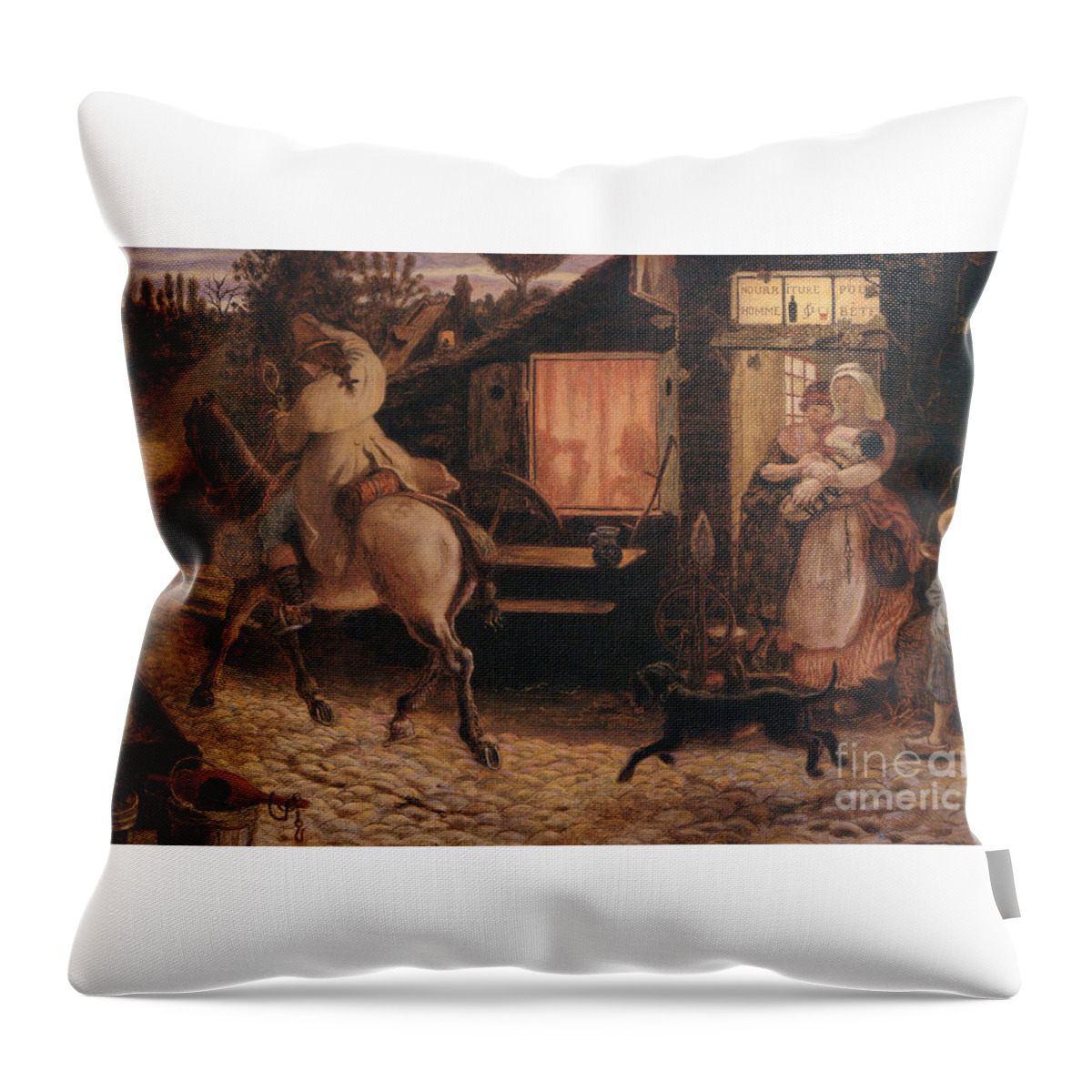Ford Madox Brown Throw Pillow featuring the painting Traveller by MotionAge Designs