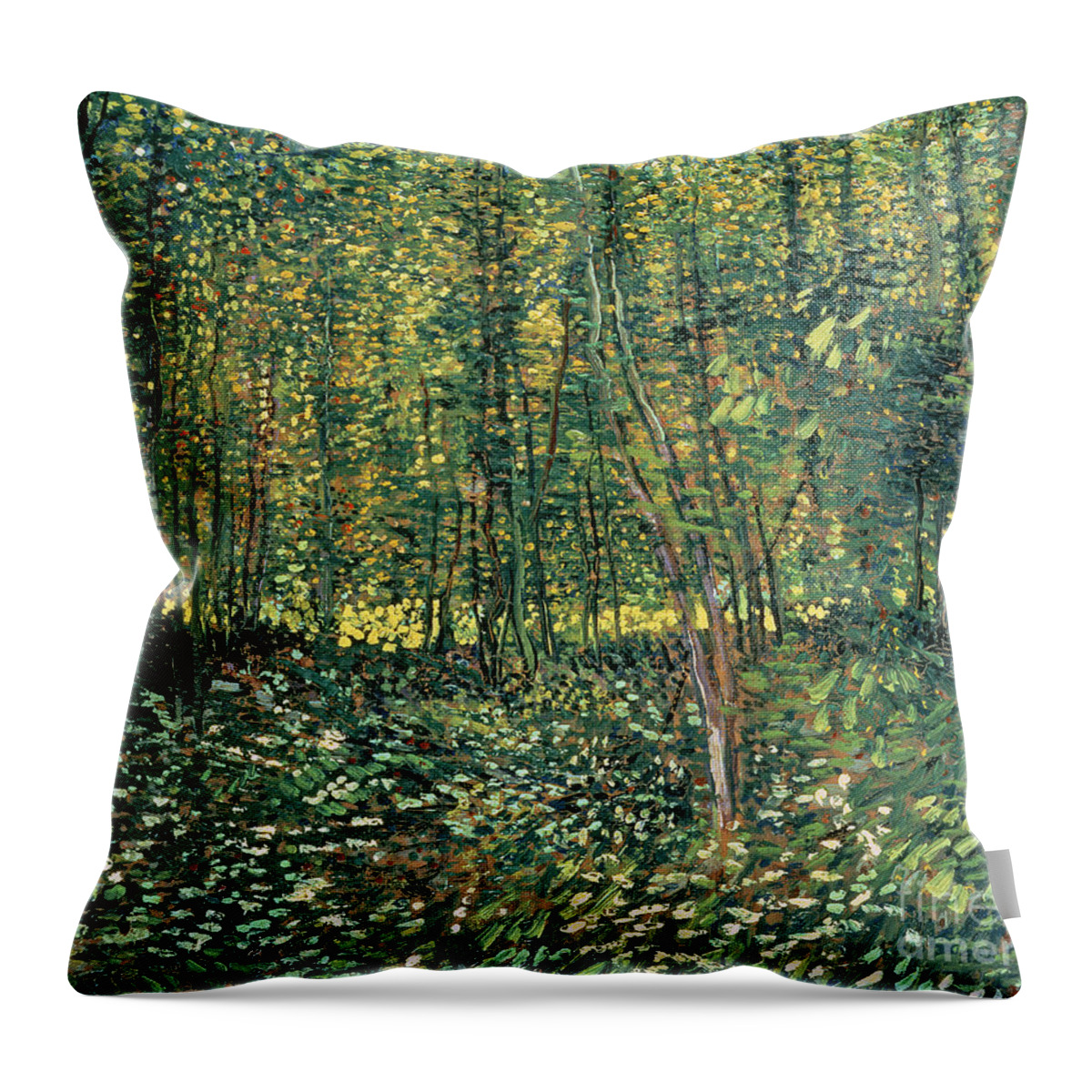 Van Gogh Throw Pillow featuring the painting Trees and Undergrowth by Vincent Van Gogh