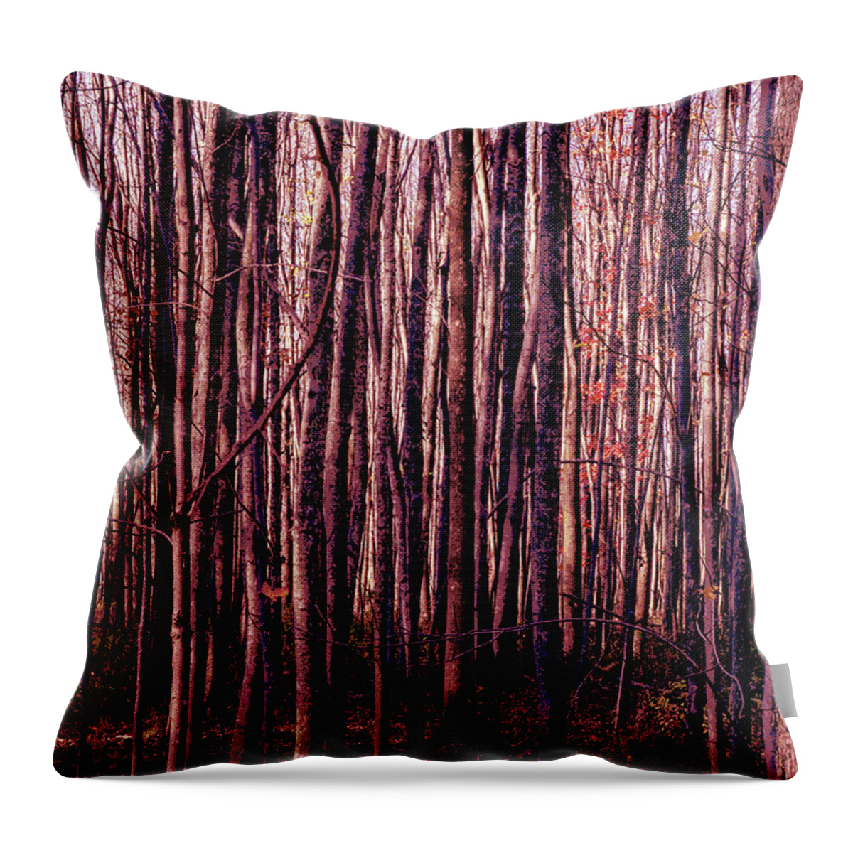 Treez Throw Pillow featuring the photograph Treez Red by Lon Dittrick