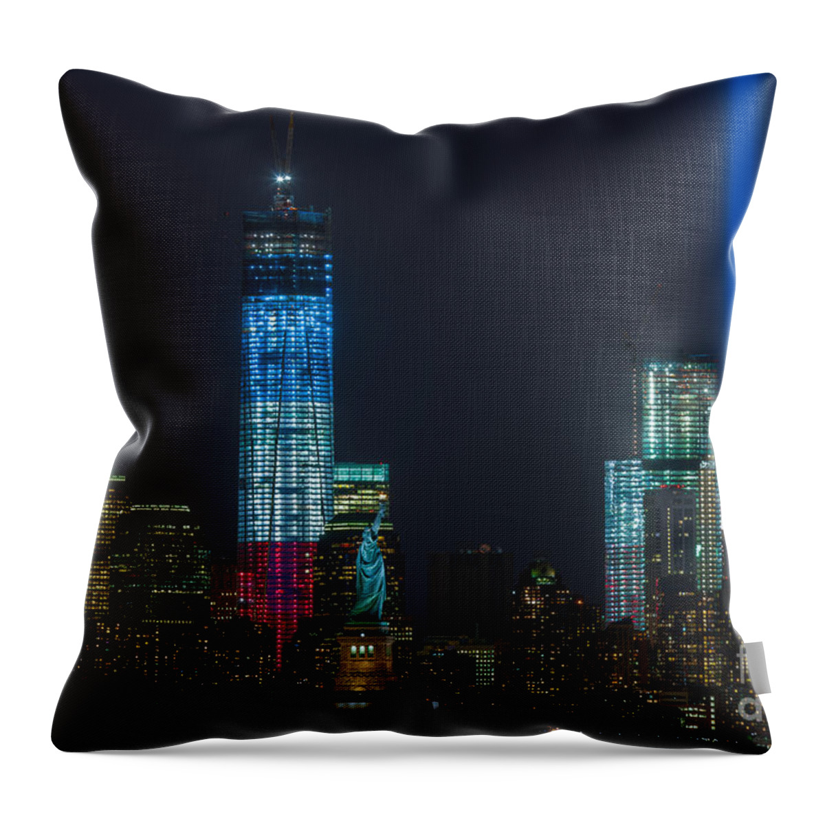 Clarence Holmes Throw Pillow featuring the photograph Tribute in Light VII by Clarence Holmes