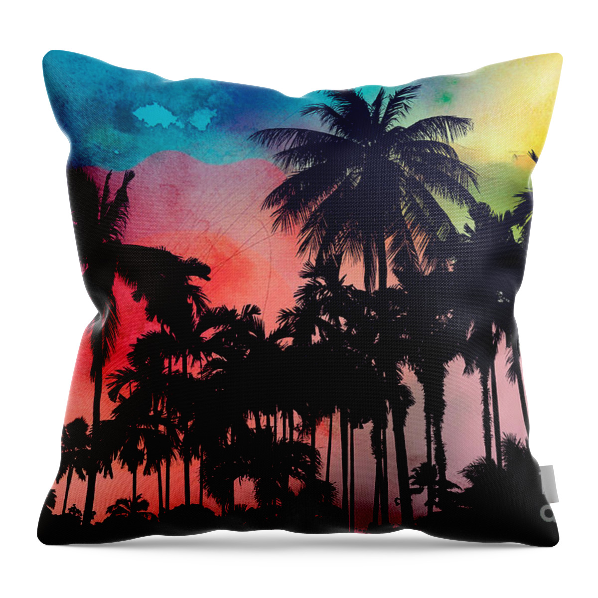 Summer Throw Pillow featuring the painting Tropical Colors by Mark Ashkenazi