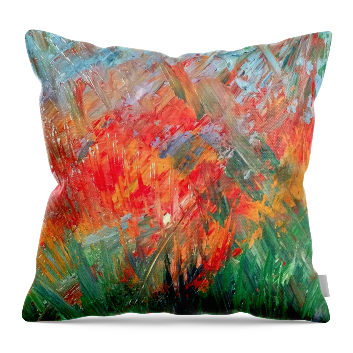  Throw Pillow featuring the painting Tropical Stained Glass by MiMi Stirn