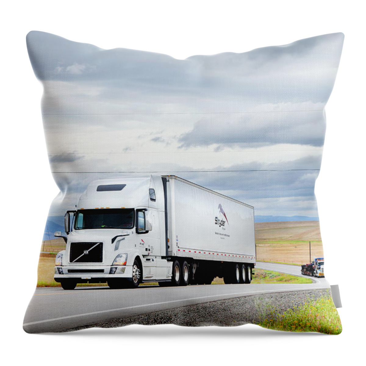  Truck Throw Pillow featuring the photograph Truckin' Down The Highway by Theresa Tahara