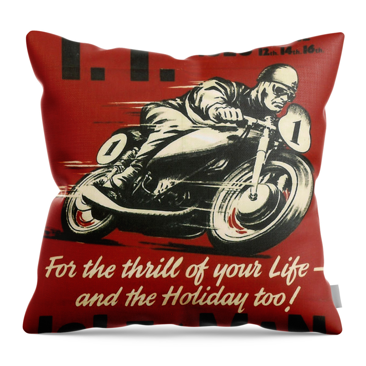 Tt Throw Pillow featuring the digital art TT Races 1961 by Georgia Fowler