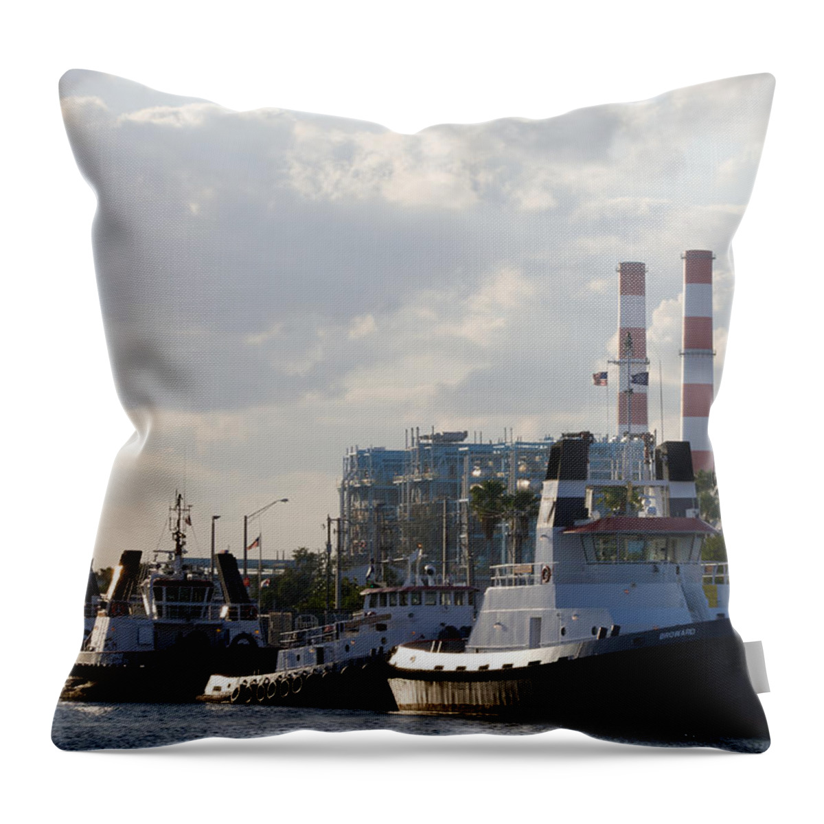 Boat Throw Pillow featuring the photograph Tugs by Ed Gleichman