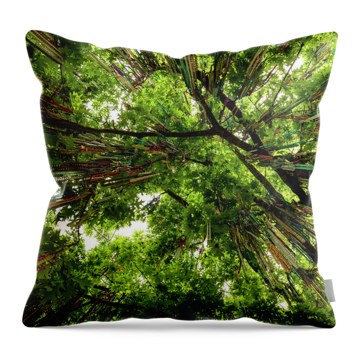 Louisiana Throw Pillow featuring the photograph Tulane Mardi Gras Beads by Raul Rodriguez