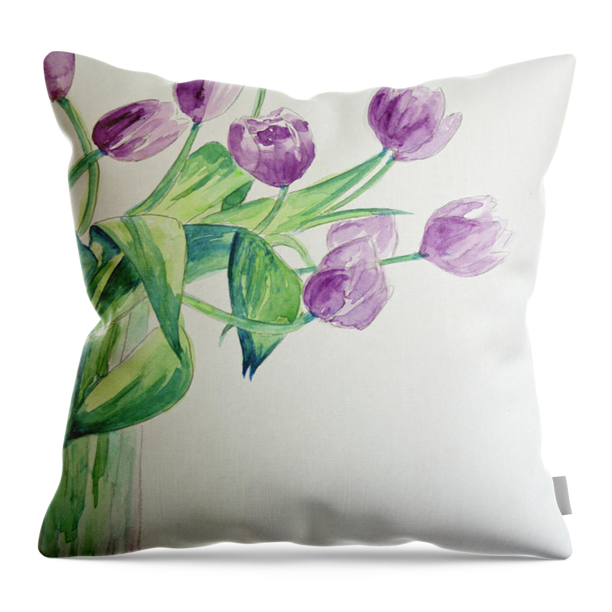 Flowers Throw Pillow featuring the painting Tulips in Purple by Julie Lueders 