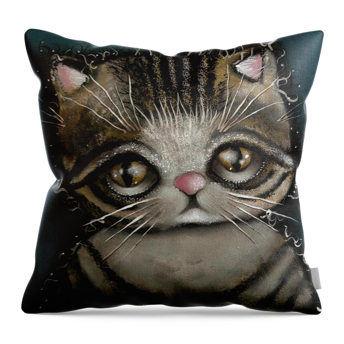 Kittie Cat Throw Pillow featuring the painting Tully by Abril Andrade