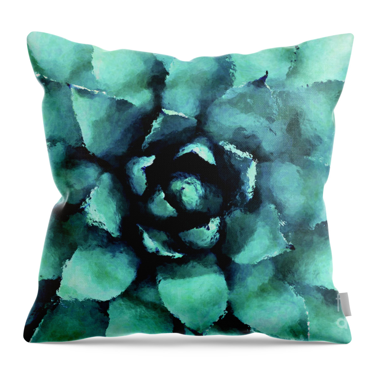 Succulent Throw Pillow featuring the digital art Turquoise Succulent Plant by Phil Perkins