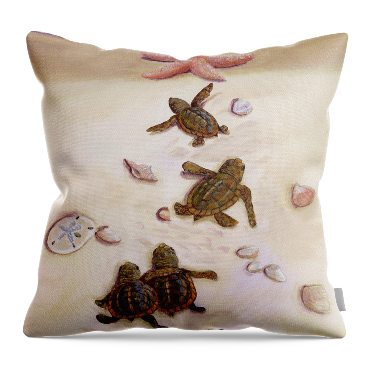 Sea Turtles Throw Pillow featuring the painting Turtle Christmas Tree by Donna Tucker