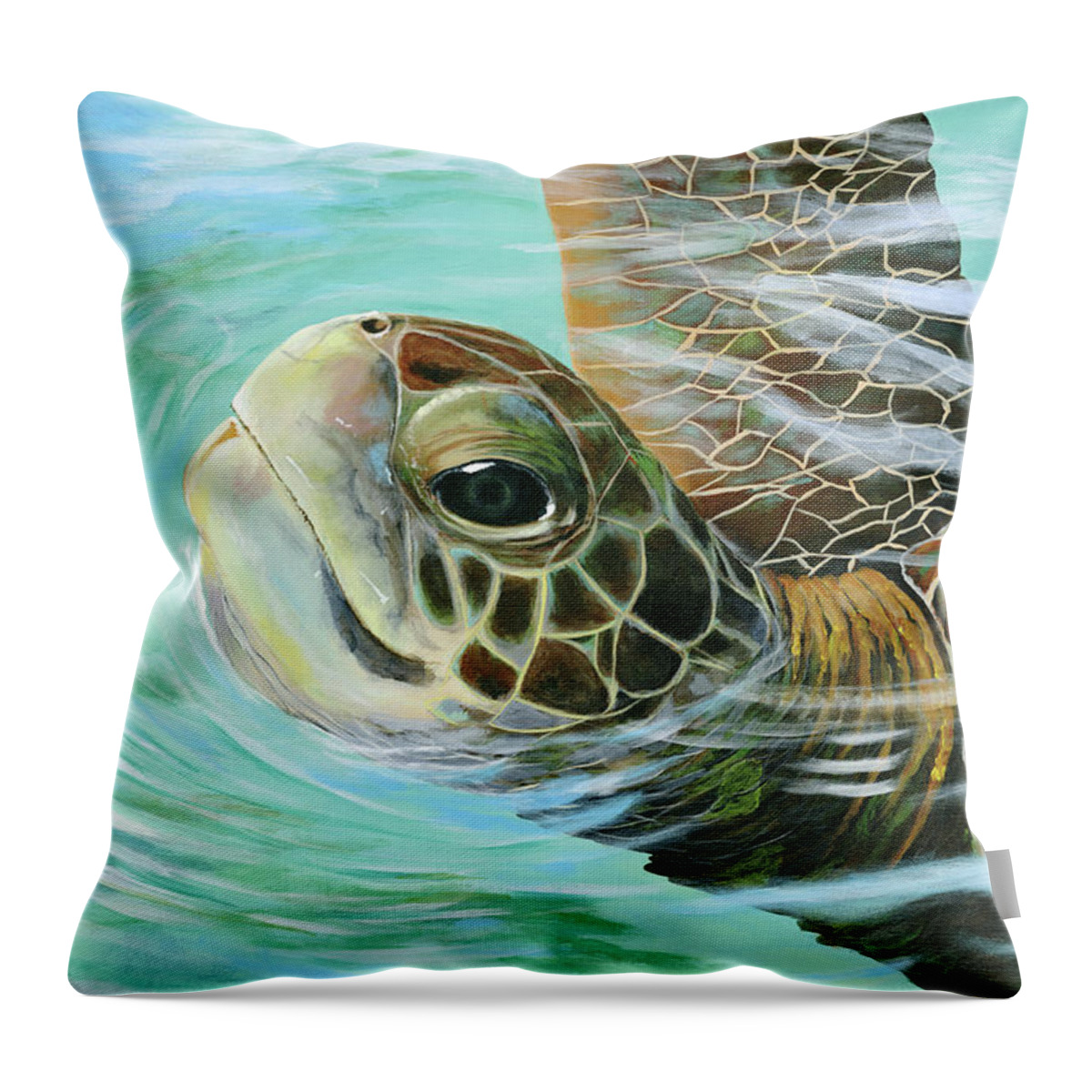 Turtle Throw Pillow featuring the painting Turtle Up by Donna Tucker