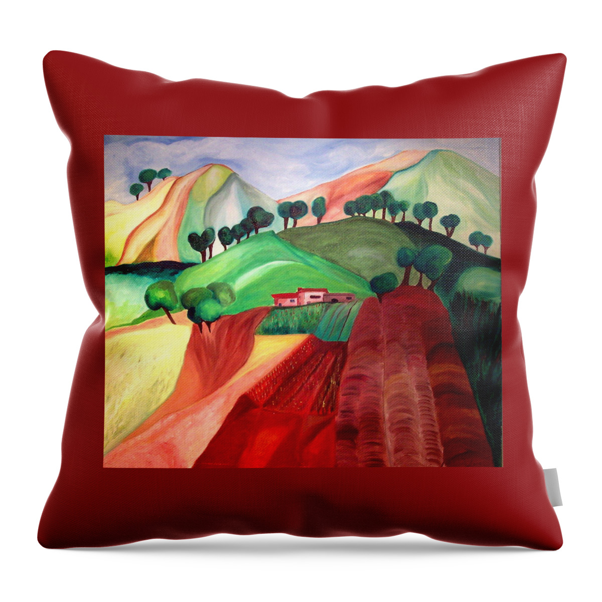 Abstract Throw Pillow featuring the painting Tuscan Landscape by Patricia Arroyo