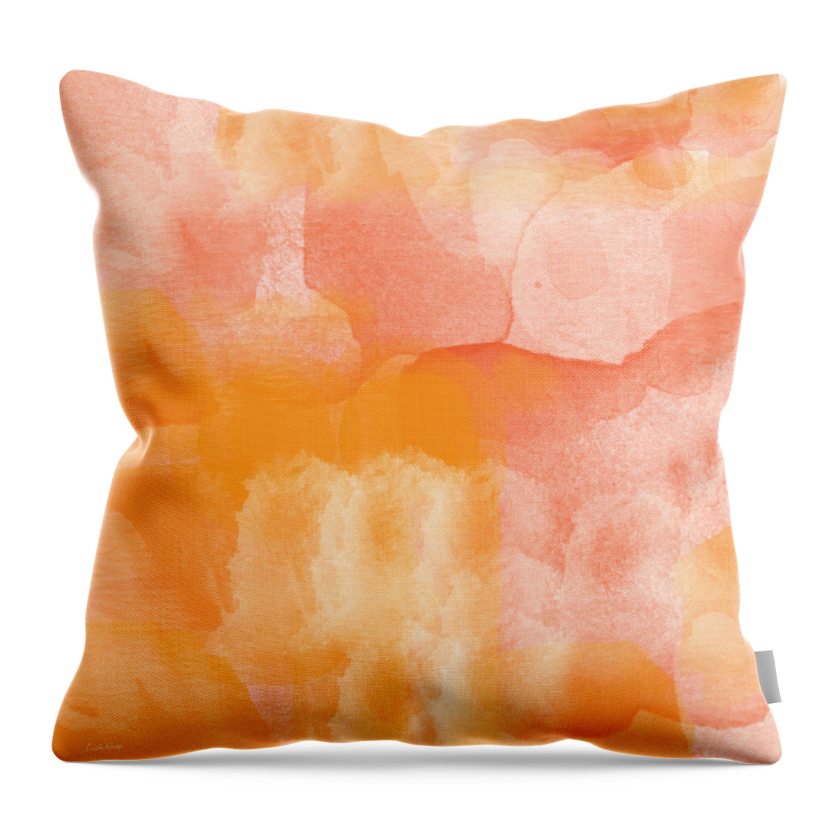 Orange Throw Pillow featuring the painting Tuscan Rose- Abstract Watercolor by Linda Woods