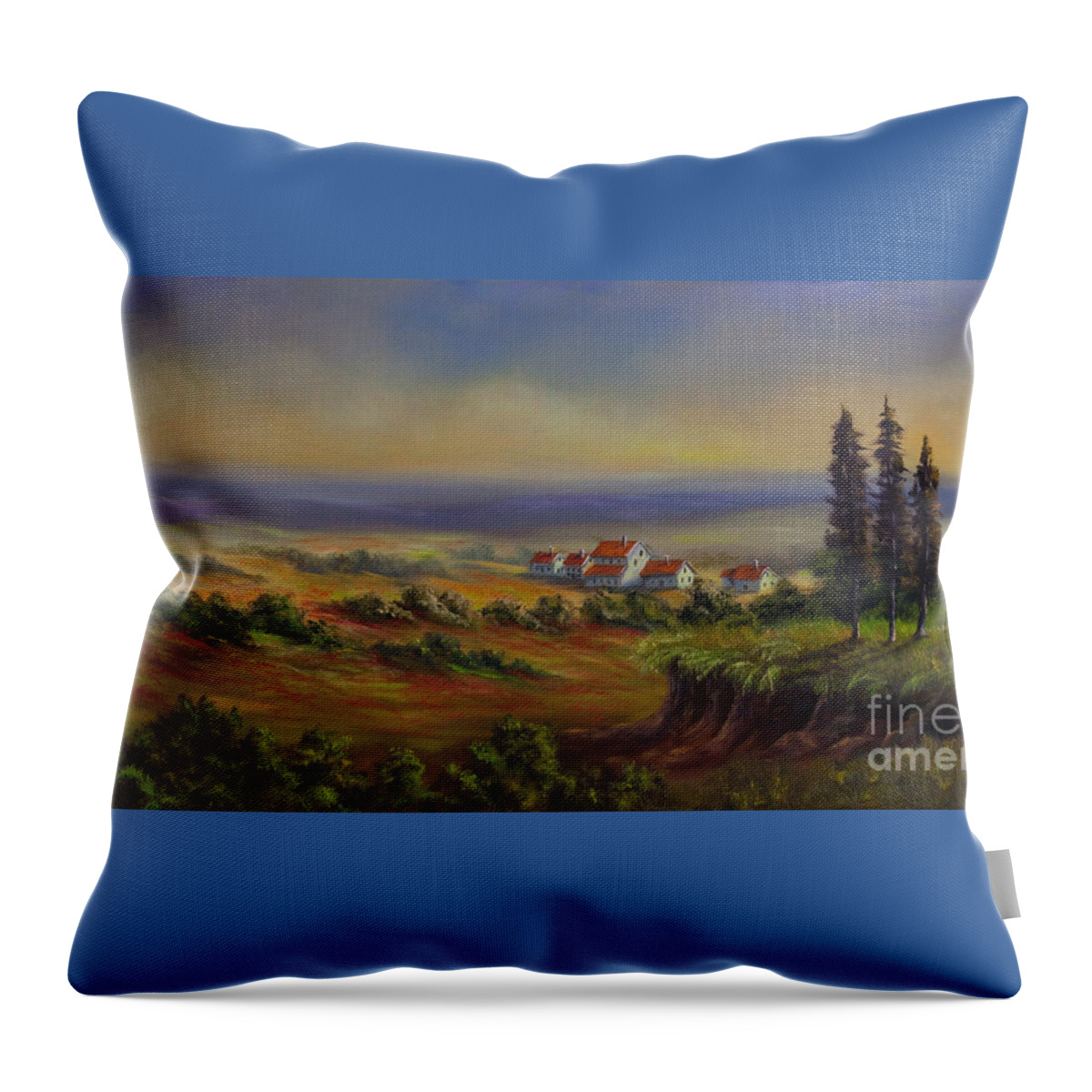 Tuscany Painting Throw Pillow featuring the painting Tuscany at Dusk by Charlotte Blanchard
