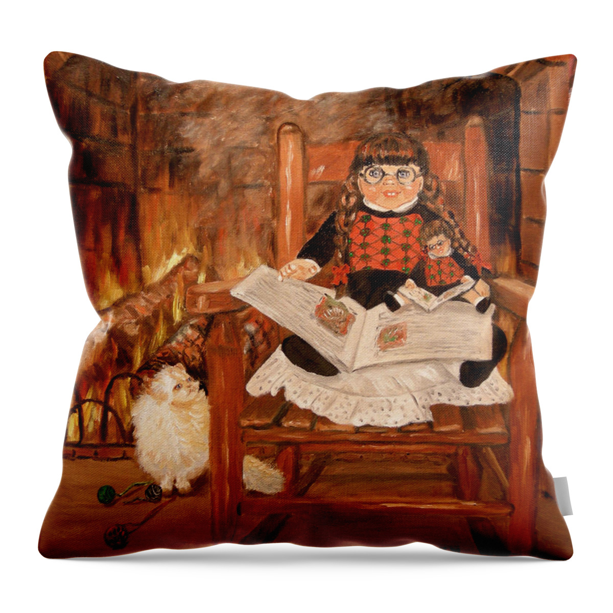 Doll Throw Pillow featuring the painting Twice Upon a Time by Quwatha Valentine