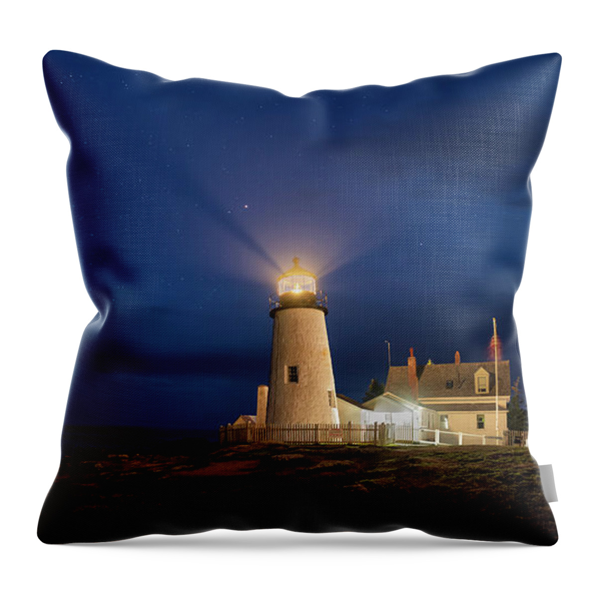Pemaquid Lighthouse Throw Pillow featuring the photograph Twilight at Pemaquid Light by Mark Papke