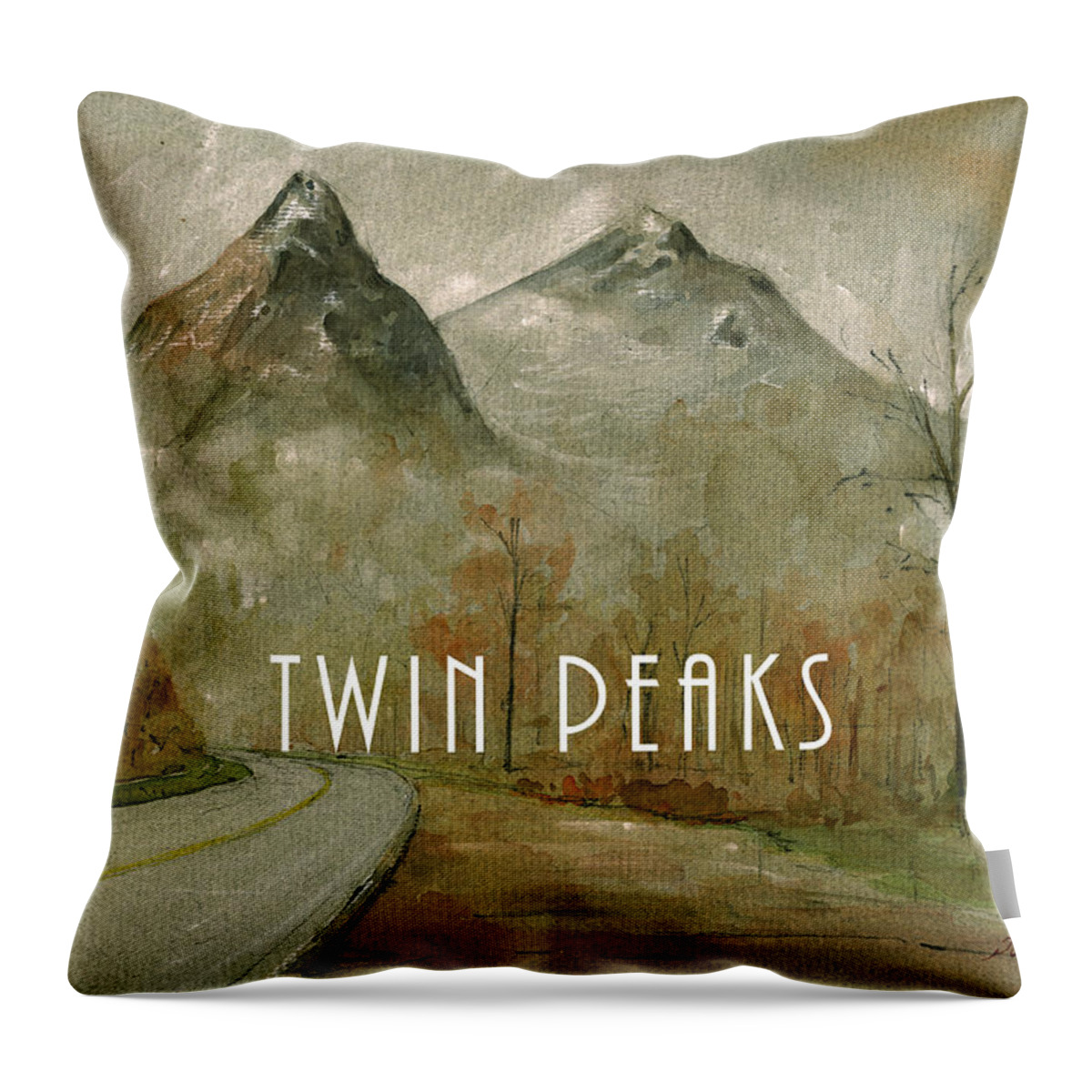 Twin Peaks Throw Pillow featuring the painting Twin Peaks poster painting by Juan Bosco