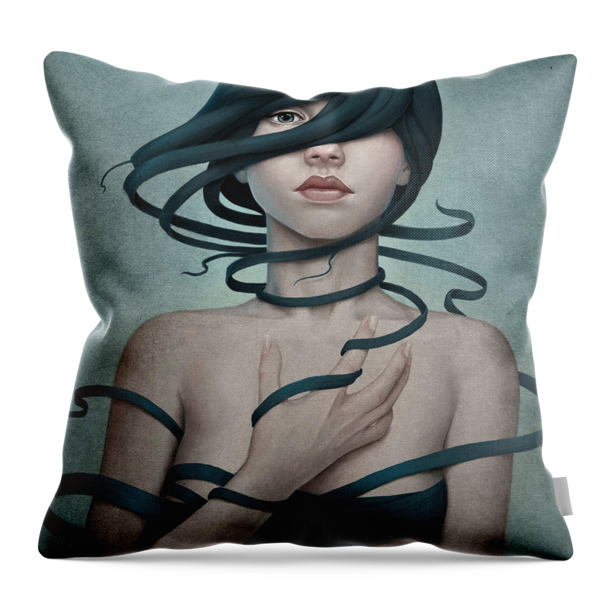 Woman Throw Pillow featuring the digital art Twisted by Diego Fernandez
