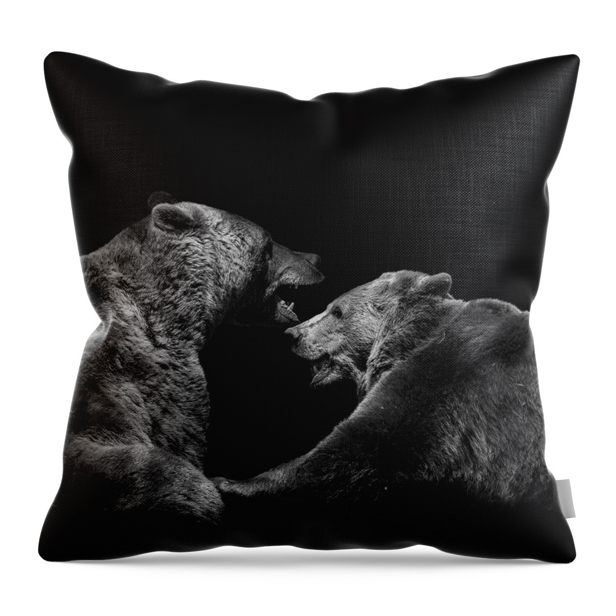 Bear Throw Pillow featuring the photograph Two Bears in black and white by Lukas Holas