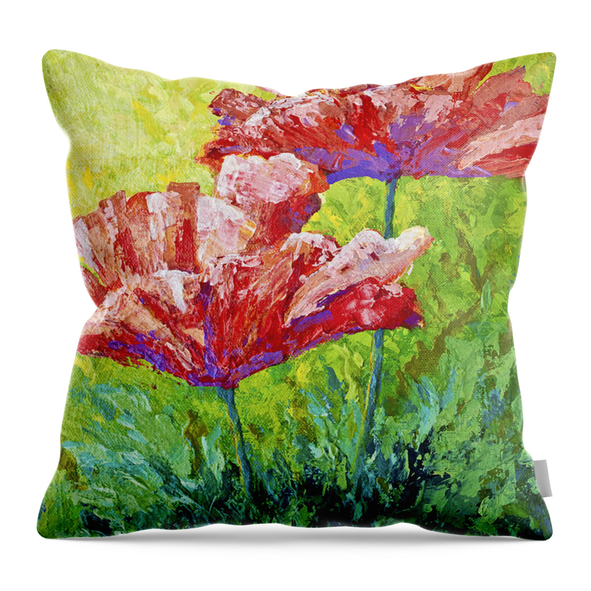 New From My Floral And Nature Collection! Throw Pillow featuring the painting Two Red Poppies by Marion Rose