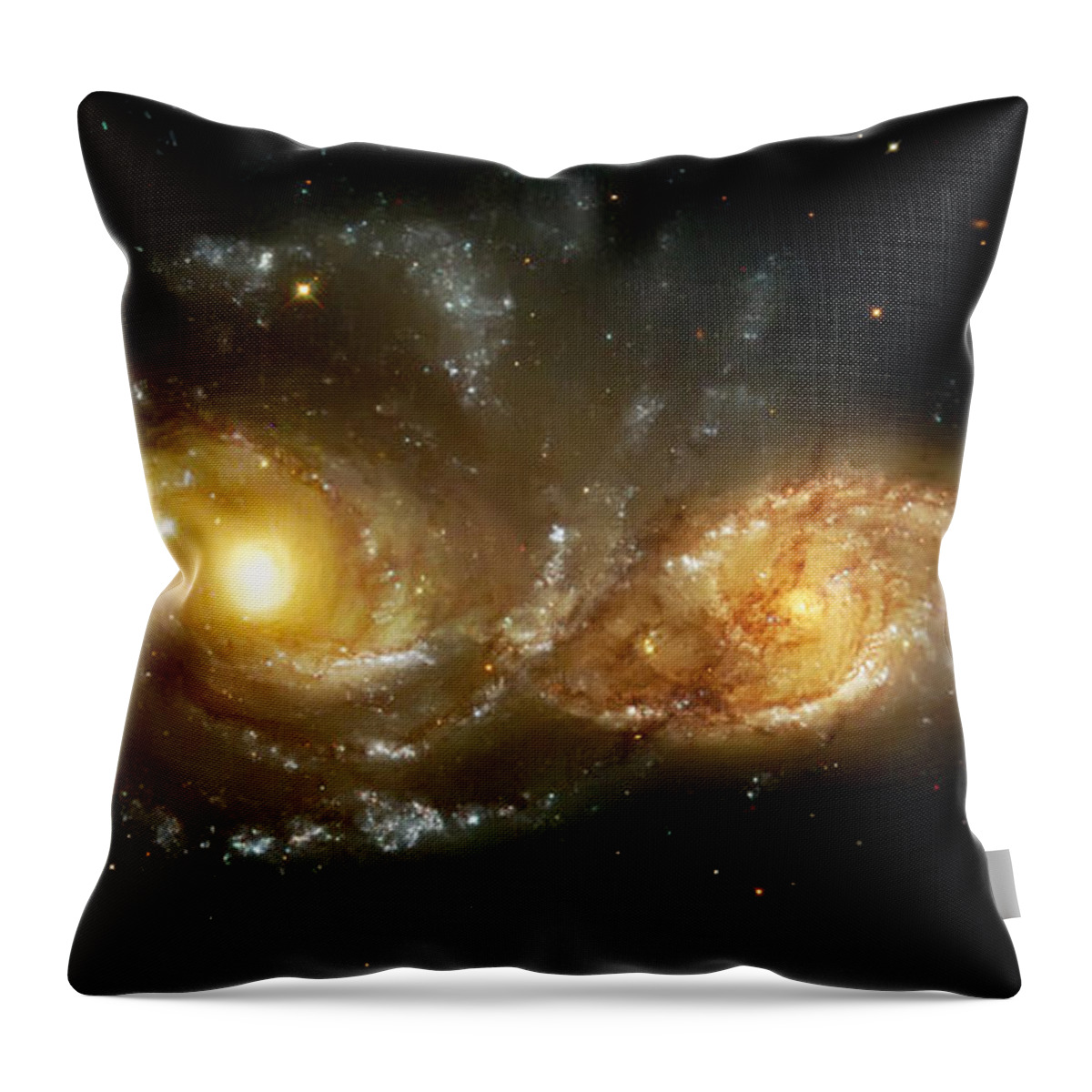 Nebula Throw Pillow featuring the photograph Two Spiral Galaxies by Jennifer Rondinelli Reilly - Fine Art Photography