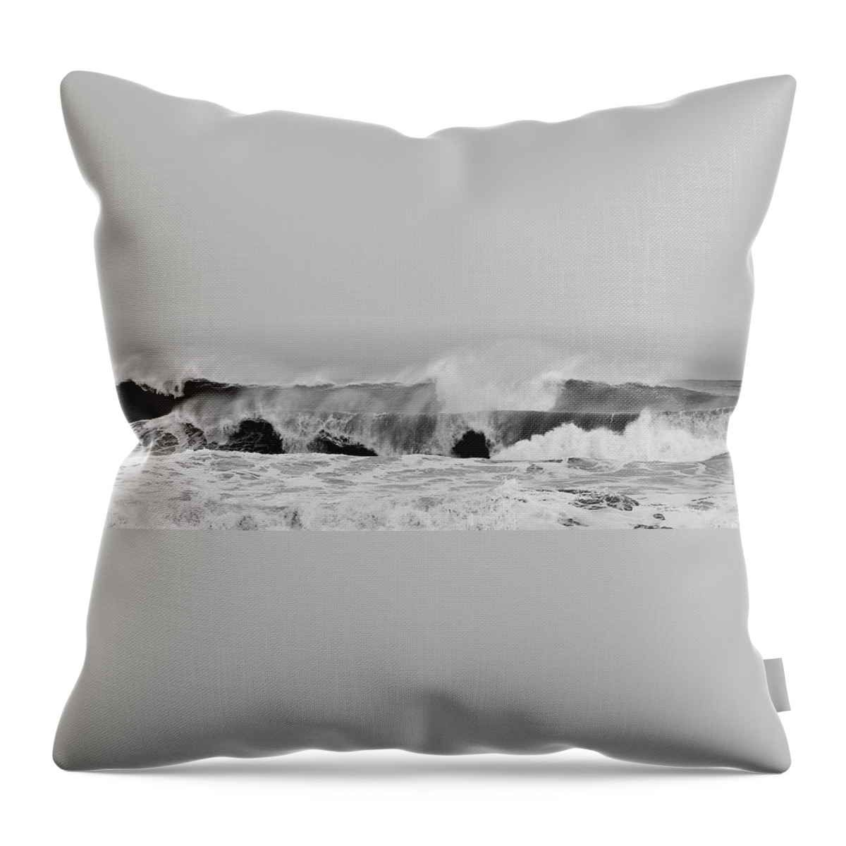 Jersey Shore Throw Pillow featuring the photograph Two Waves Are Better Than One - Jersey Shore by Angie Tirado
