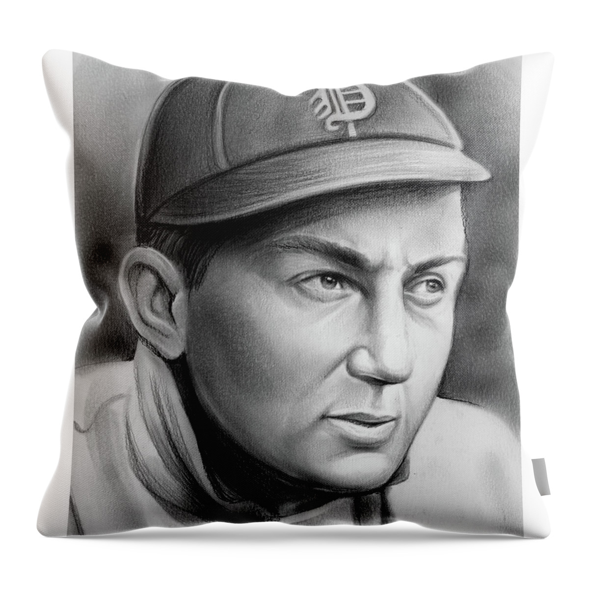 Ty Cobb Throw Pillow featuring the drawing Ty Cobb by Greg Joens