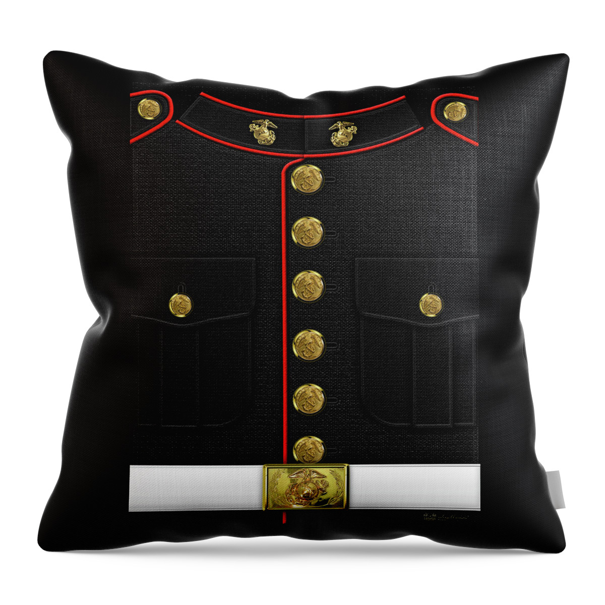 'military Insignia & Heraldry 3d' Collection By Serge Averbukh Throw Pillow featuring the digital art U S M C Dress uniform by Serge Averbukh