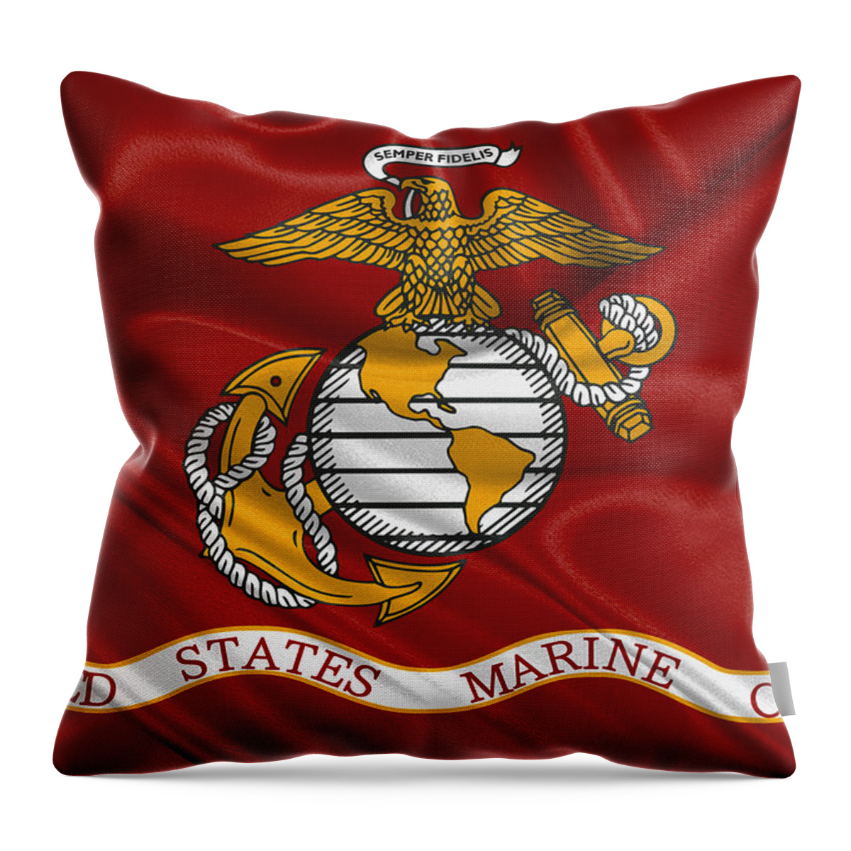 'usmc' Collection By Serge Averbukh Throw Pillow featuring the digital art U. S. Marines - U S M C Corps Flag by Serge Averbukh